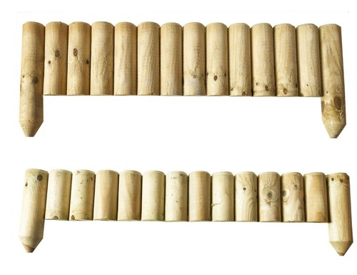 Wooden log picket fence panels - picket,