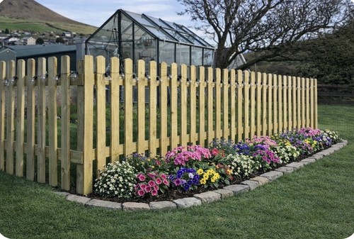 Wooden picket fence panel - wooden,