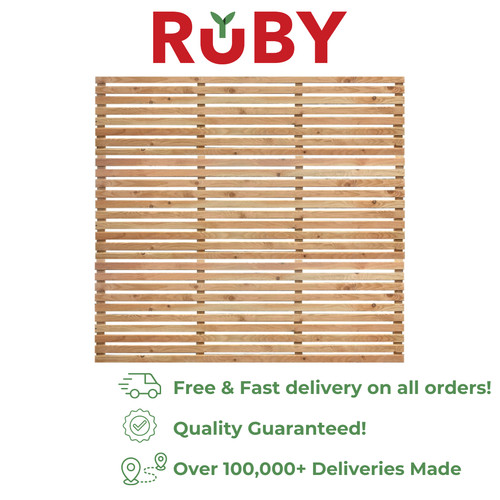 Larch horizontal slatted fence - larch,